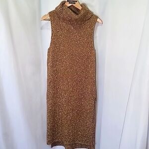 ANTHROPOLOGIE Knit Chunky Turtle Neck Sleeveless Side Slit Dress Tunic